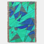 緑の三角形の切り出し、青い背景、粗い スローブランケット (正面縦)
