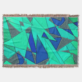 緑の三角形の切り出し、青い背景、粗い スローブランケット