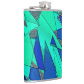 緑の三角形の切り出し、青い背景、粗い フラスク (右)