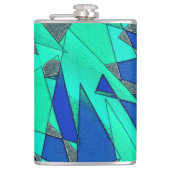 緑の三角形の切り出し、青い背景、粗い フラスク (正面)