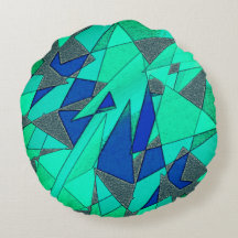 緑の三角形の切り出し、青い背景、粗い