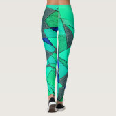 緑の三角形の切り出し、青い背景、粗い レギンス (裏面)