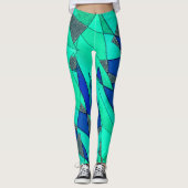 緑の三角形の切り出し、青い背景、粗い レギンス (正面)