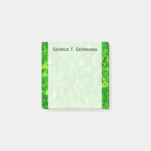 緑の三角形の「フォレスト」パターン+名前 ポストイット (正面)