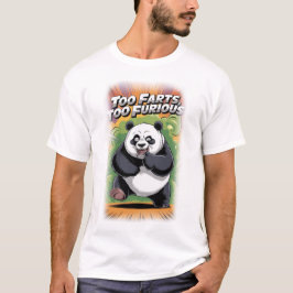 緑の上でおならをして楽しんでいるパンダ Tシャツ