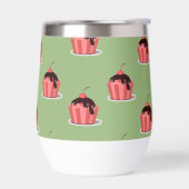 緑の上にピンクのアイスクリームカップ (左面)