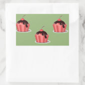 緑の上にピンクのアイスクリームカップ 長方形シール (バッグ)