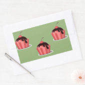 緑の上にピンクのアイスクリームカップ 長方形シール (封筒)