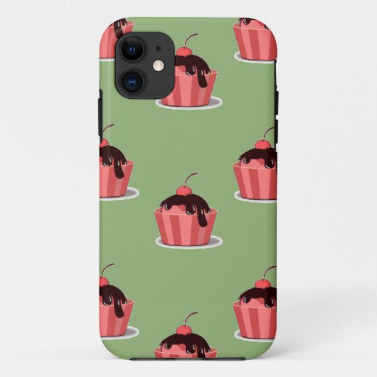 緑の上にピンクのアイスクリームカップ Case-Mate iPhoneケース (裏面)