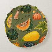 緑の上に継ぎ目のないカボ葉チャとの模様 ラウンドクッション (裏面)