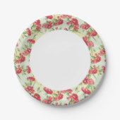 緑の上に蝶を持つ赤いカーネーション ペーパープレート (正面)