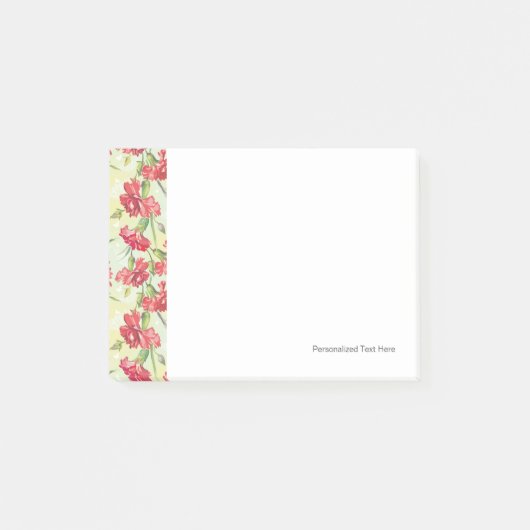 緑の上に蝶を持つ赤いカーネーション ポストイット (正面)