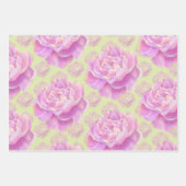 緑の上に豪華な牡丹淡い色のを ラッピングペーパーシート (正面)