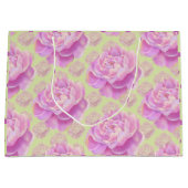 緑の上に豪華な牡丹淡い色のを ラージペーパーバッグ (正面)