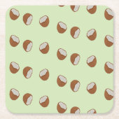 緑の上のココナッツスライスのパターン スクエアペーパーコースター (正面)