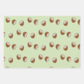 緑の上のココナッツスライスのパターン ラッピングペーパーシート (正面3)