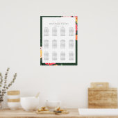 緑の上のピンクの牡丹ボケ結婚フローラ ポスター (キッチン)