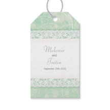 緑の上のホワイトレース結婚式の引き出物ラベル