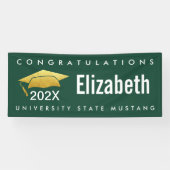 緑の上のモダンなシンプルなゴールドの卒業キャップ 横断幕 (横)