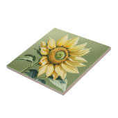 緑の上の大きなひまわり タイル (側面)