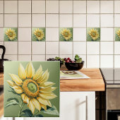 緑の上の大きなひまわり タイル