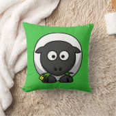 緑の上の漫画の羊 クッション (ブランケット)