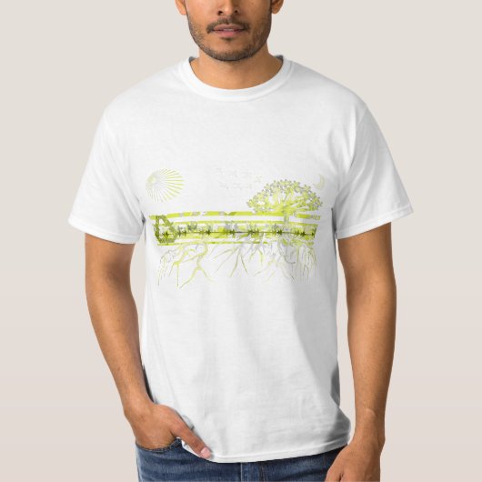緑の上の純白の根 Tシャツ (正面)