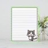 緑の下宿人の並んだ紙にハッピーグレーの猫が (スタンド正面)