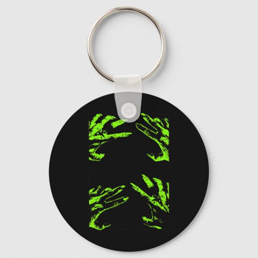 緑の不気味なハロウィーンゾンビハンズクラウィンググラフ キーホルダー (正面)
