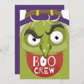 緑の不気味古い醜い魔女ハロウィンおもしろい シーズンカード (正面/裏面)