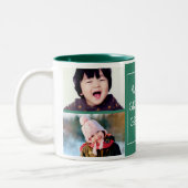 緑の世界で最も素晴らしい祖父の写真のコラージュ ツートーンマグカップ (左)