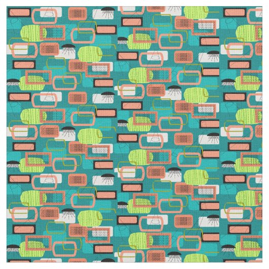 緑の世紀半ばの抽象芸術 ファブリック (クローズアップ)