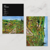 緑の丘とオリーブの木のトスカーナの風景 名刺 (正面/裏面)