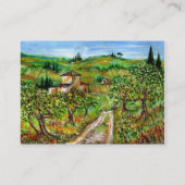 緑の丘とオリーブの木のトスカーナの風景 名刺 (裏面)