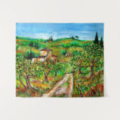 緑の丘とオリーブの木トスカーナの風景 タペストリー (正面(横))