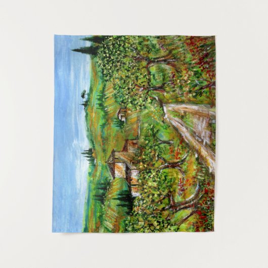 緑の丘とオリーブの木トスカーナの風景 タペストリー (正面)