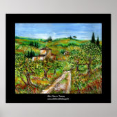 緑の丘とオリーブの木トスカーナの風景 ポスター (正面)