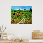 緑の丘とオリーブの木トスカーナの風景 ポスター (キッチン)