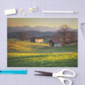 緑の丘に囲まれた日に照らされたバーンズ 薄葉紙 (クラフト)