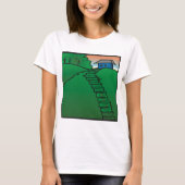 緑の丘の上の家 Tシャツ (正面)