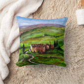 緑の丘を持つトスカーナの風景 クッション (ブランケット)