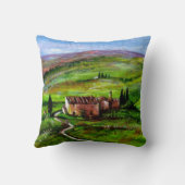 緑の丘を持つトスカーナの風景 クッション (裏面)