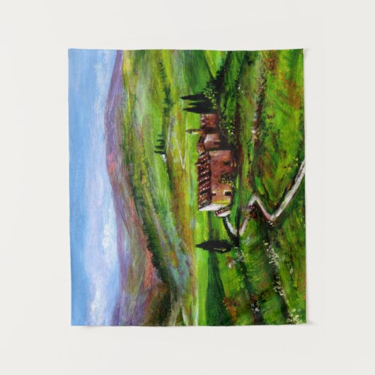 緑の丘を持つトスカーナの風景 タペストリー (正面)