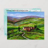 緑の丘を持つトスカーナの風景 ポストカード (正面/裏面)