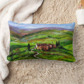 緑の丘を持つトスカーナの風景 ランバークッション (ブランケット)