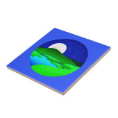 緑の丘を越えて昇る満月 タイル (側面)