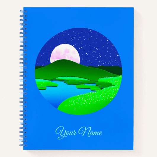 緑の丘を越えて昇る満月 ノートブック (正面)
