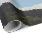 緑の丘、木、雲の風景 ラッピングペーパー (ロールコーナー)