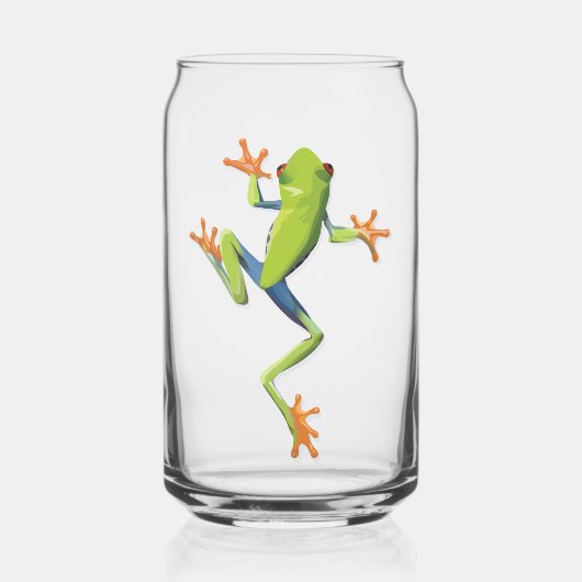 緑の両生類の樹齢カエル ガラス缶 (正面)