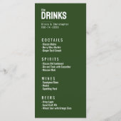 緑の両面メニュー+ドリンクのミニマルはっきりしたリスト メニュー (裏面)